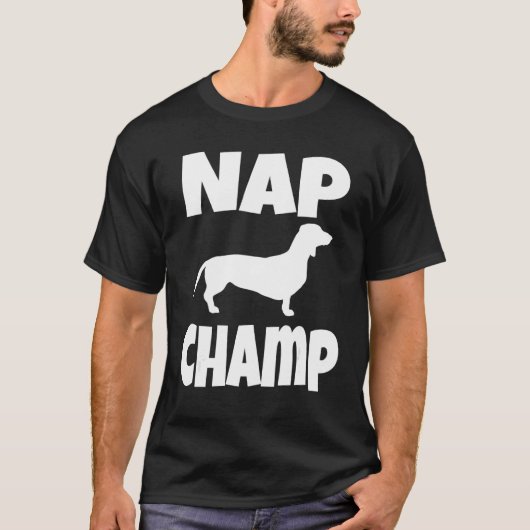 Weiner Dog Dackel Eigentümer Nickerchen Champ Welp T-Shirt (Vorderseite)