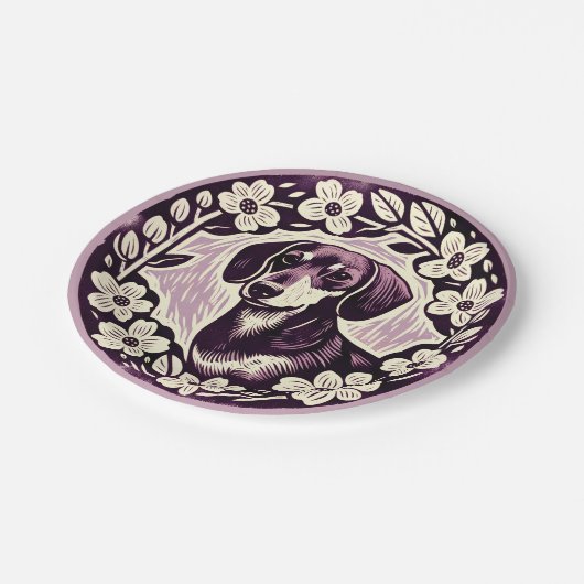 Weiner Dog Dackel Wursthunde Haustier Pappteller (Schrägansicht)