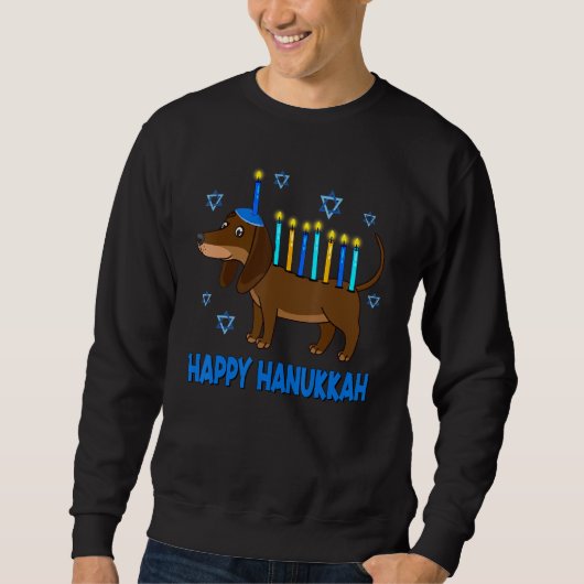 Weiner Dog Menorah,Festive Dog Mazel Tov Holiday H Sweatshirt (Vorderseite)