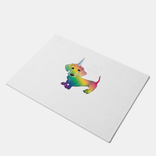 WEINER DOG WEINERCORN - Funny Dackel Unicorn T- Fußmatte (Schrägansicht)