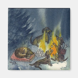 Weiner Dogs Camp Out Magnet