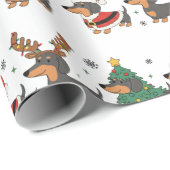 Weiner Dogs Christmas Holiday Wrapping Paper Geschenkpapier (Rolleneckpunkt)