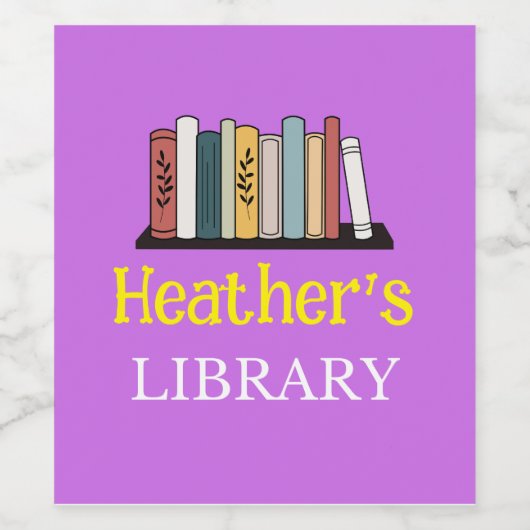 Weinetikett - Bibliothek - Personalisiert - Name h (Einzelnes Label)