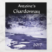 Weinetikett "Blaue und weiße Creme" (Einzelnes Label)