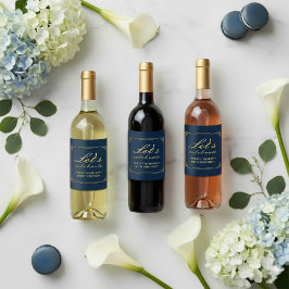 Weinetikett Chic Luxus Navy Gold 80. Geburtstag