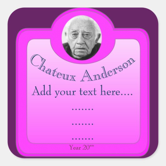 Weinetikett, das vollständig angepasst werden kann quadratischer aufkleber (Vorderseite)