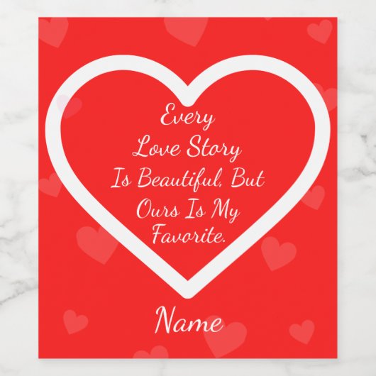 Weinetikett des personalisierten Valentinstag, (Einzelnes Label)