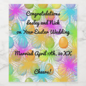 Weinetikett für Osterhochzeit mit farbenfrohen Eie (Einzelnes Label)