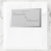 Weinetikett für Silber und Grau Rechteckiger Aufkleber (Tasche)