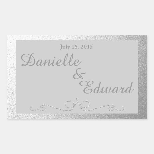 Weinetikett für Silber und Grau Rechteckiger Aufkleber (Vorderseite)