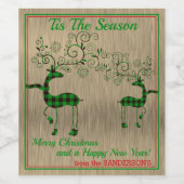 Weinetikett "Grüne Karierte Rentiere" (Einzelnes Label)