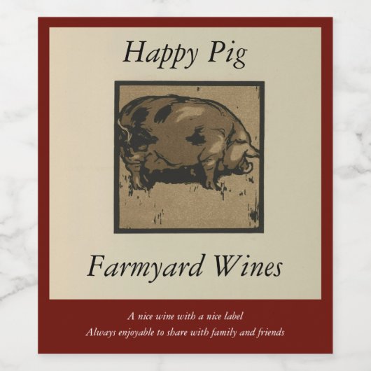 Weinetikett "Happy Pig Template Wine" (Einzelnes Label)