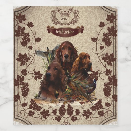Weinetikett Irish Setters (Einzelnes Label)