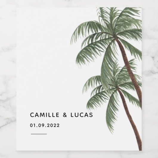 Weinetikett Minimalistische Palmen (Einzelnes Label)