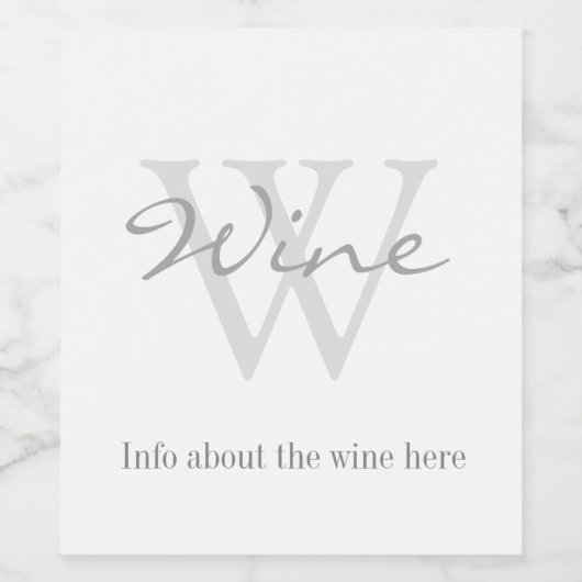 Weinetikett mit eigenem Monogramm-Text (Einzelnes Label)