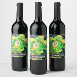 Weinetikett mit grüner Orchidee