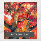 Weinetikett mit japanischem Ahornbaum (Einzelnes Label)