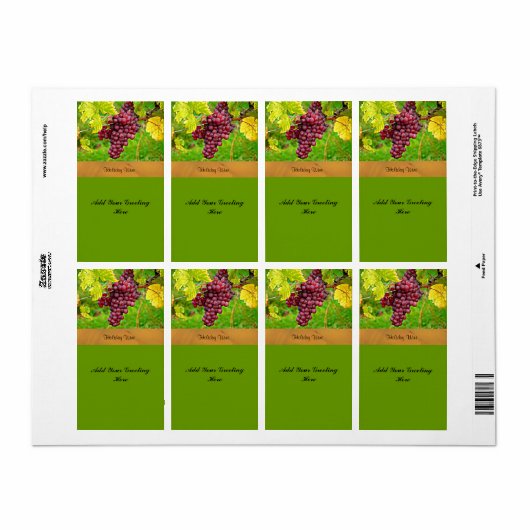 Weinetikett mit roten Trauben Vorlage (Vorne)