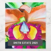 Weinetikett mit tropischer Orchidee (Einzelnes Label)