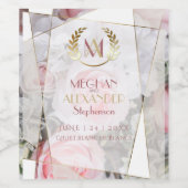 Weinetikett Moderne geometrische rosa Rosen (Einzelnes Label)