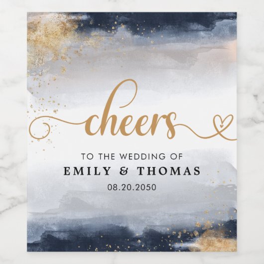 Weinetikett "Navy and Gold Wedding" (Einzelnes Label)