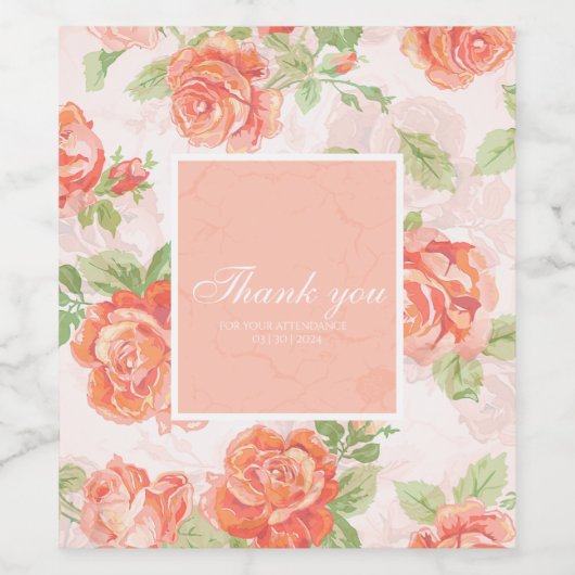 Weinetikett Orangefarbene Rose (Einzelnes Label)