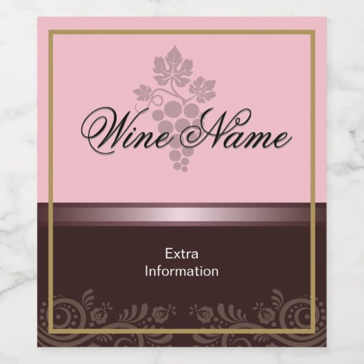 Weinetikett Rose mit Trauben (Einzelnes Label)