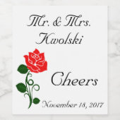 Weinetikett rote Rose (Einzelnes Label)