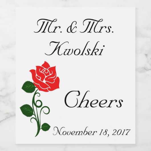 Weinetikett rote Rose (Einzelnes Label)