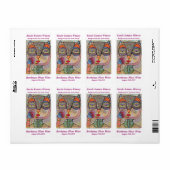 Weinetikett - Talavera Pink Owl trinkt Roten Wein (Vorne)