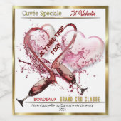 Weinetikett. Valentinstag Weinetikett (Einzelnes Label)