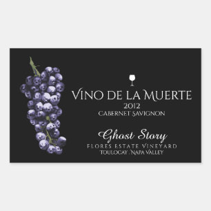 Weinetikett vino de la muerte rechteckiger aufkleber