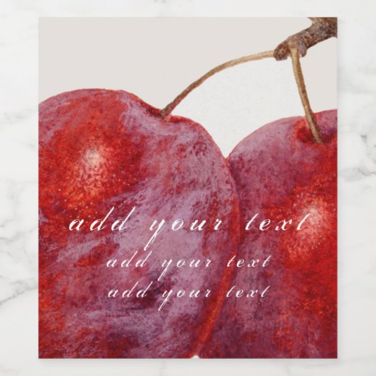 WEINETIKETT: "VINTAGE PLUMS" KUNSTBAR WEINETIKETT (Einzelnes Label)