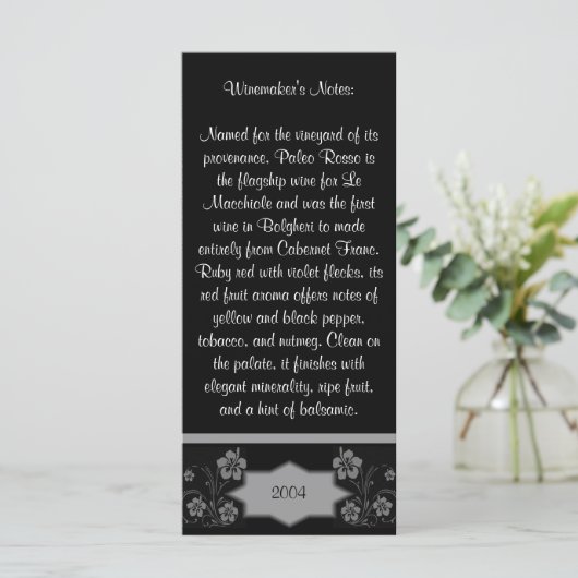 Weinetikett Weine Maker Notes (Stehend Vorderseite)