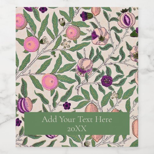 WEINETIKETT: WILLIAM MORRIS : POMEGRANATE WEINETIKETT (Einzelnes Label)