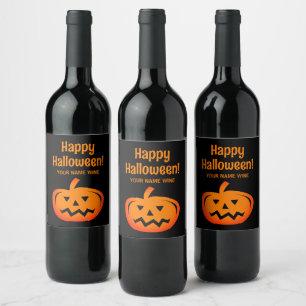 Weinetiketten aus schwarzem Halloween-Party Weinetikett