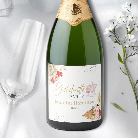 Weinetiketten | Bachelorette Boho Cocktail Schaumweinetikett