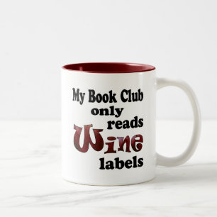 Weinetiketten für den Buchclub Zweifarbige Tasse