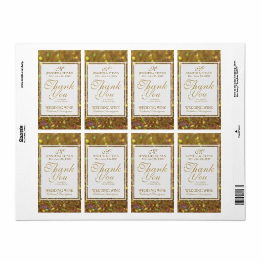 Weinetiketten Imitate Gold Glitzer (Vorne)