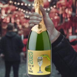 Weinetiketten Jahr der Schlange 2025 Chinesisches  Schaumweinetikett