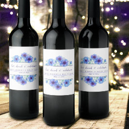 Weinetiketten mit blauem Anemon-Blume Weinetikett