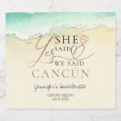 Weinetiketten | Strand von Cancun Schaumweinetikett (Einzelnes Label)