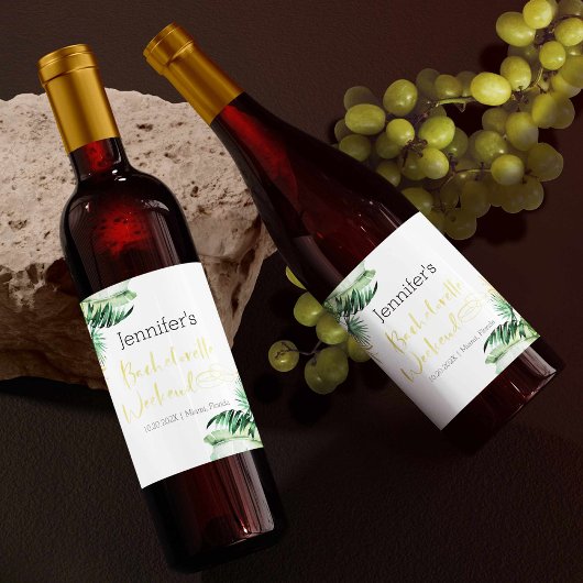 Weinetiketten | Tropisches Bachelorette Schaumweinetikett