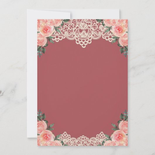 Weinfall-Balloons Spitzen-Rote Rosen Ruhestand Einladung (Rückseite)