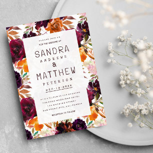 Weinfarbenbordeauxrot Rosa Herbsthochzeit Einladung