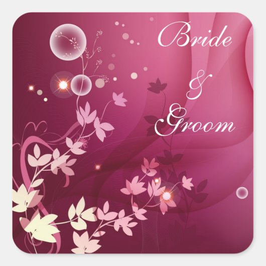 WEINFARBENE BLUME UND WIRBEL UMFASSEN STICKER (Vorderseite)