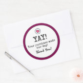 Weinfarbenes Retro mit Herzgeschäft Vielen Dank Runder Aufkleber (Umschlag)