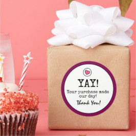 Weinfarbenes Retro mit Herzgeschäft Vielen Dank Runder Aufkleber