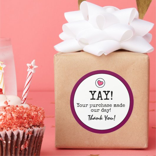 Weinfarbenes Retro mit Herzgeschäft Vielen Dank Runder Aufkleber (Party)