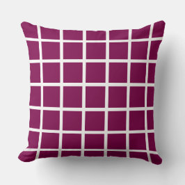 Weinfarbenes Viereckmuster mit weißen Rändern Kissen